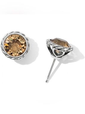 Brighton Smoky Crystal Silver-Tone Iris Stud Earrings